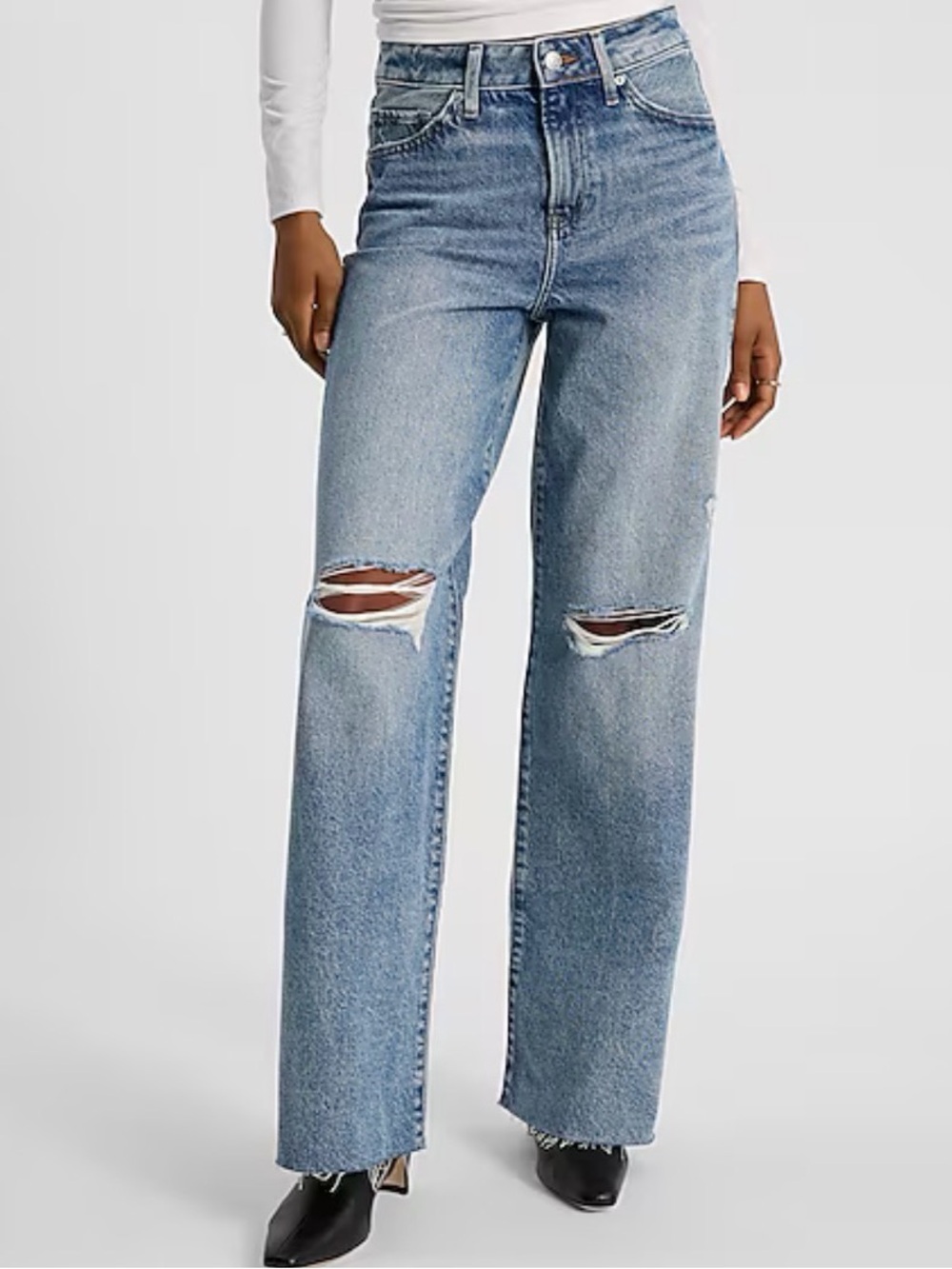 Express Wide Leg High-Rise Straight-leg 50/50 Rigid Stretch Jeans